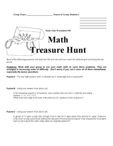 Worksheets Treasure Hunt Math Worksheet math treasure hunt 4th 8th grade worksheet lesson planet worksheet