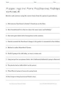 Worksheets Commonly Misspelled Words Worksheet commonly misspelled words lesson plans worksheets misspellings and more mischievous mishaps worksheet