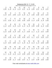 Worksheets Multiplying By 10 11 12 multiplying with 10 11 12 e 3rd 5th grade worksheet lesson e