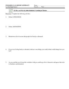 Printables Of Mice And Men Worksheets of mice and men looking at themes 7th 10th grade worksheet worksheet