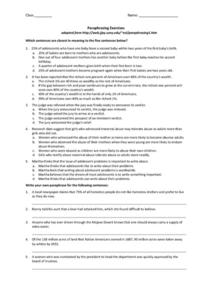 Printables Paraphrase Worksheet paraphrasing exercises 9th higher ed worksheet lesson planet worksheet
