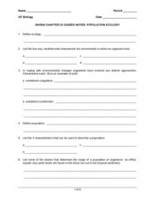 Printables Ecology Worksheets population ecology 9th higher ed worksheet lesson planet worksheet