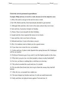 Printables Pronoun Case Worksheet pronoun selection nominative objective and possessive 6th 9th worksheet