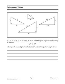 Printables Pythagorean Triples Worksheet pythagorean triples 8th 10th grade worksheet lesson planet worksheet