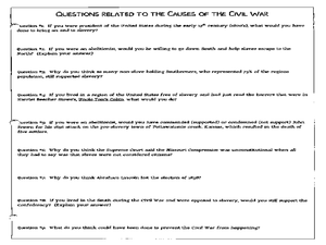 Worksheets Causes Of The Civil War Worksheet causes of the civil war worksheet rringband