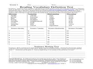 Worksheets Vocabulary Definition Worksheet reading vocabulary definition test 4th 6th grade worksheet test