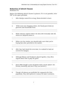 Worksheet Adverb Clause Worksheet reduction of adverb clauses worksheet 3 7th 9th grade worksheet