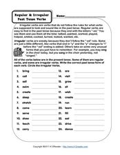 regular and irregular past tense verbs 3rd 5th grade