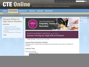 Resume writing for high school students lesson plan