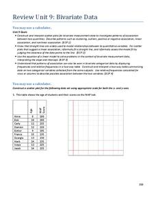 Worksheets Bivariate Data Worksheets math bivariate data worksheets intrepidpath review unit 9 8th 9th grade worksheet lesson