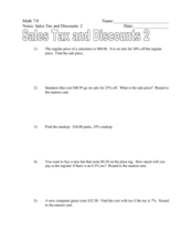 Worksheets Sales Tax Worksheet sales tax and discounts 7th 9th grade worksheet lesson planet worksheet