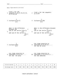 Worksheets Sigma Notation Worksheet sigma notation and series 11th grade worksheet lesson planet series