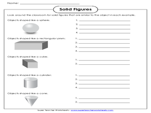 solid figures 2nd 3rd grade worksheet lesson planet