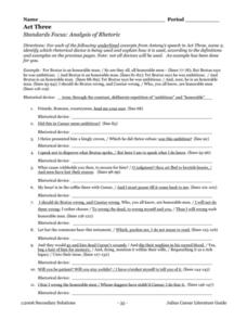 Worksheets Rhetorical Devices Worksheet standards focus analysis of rhetoric julius caesar 8th 12th worksheet