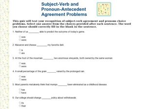 Printables Pronoun Antecedent Agreement Worksheet With Answers subject verb and pronoun antecedent agreement problems 2nd 4th worksheet