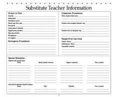 Substitute Teacher Information Pre K 8th Grade Printables Template Lesson Planet Substitute Report Template