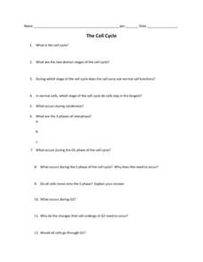 Worksheet Cell Cycle Worksheet the cell cycle 9th 10th grade worksheet lesson planet worksheet
