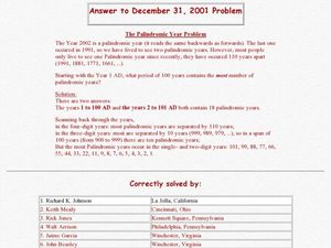 Worksheets Palindrome Riddles Worksheet palindrome lesson plans worksheets reviewed by teachers the palindromic year problem