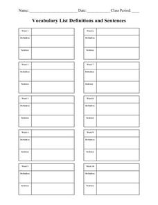 Worksheets Vocabulary In Context Worksheets vocabulary list definitions and sentences 5th 10th grade worksheet