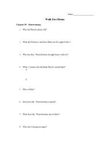 Printables Walk Two Moons Worksheets walk two moons chapter 39 homecoming and 40the gifts 6th lesson plan