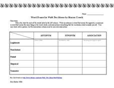Printables Walk Two Moons Worksheets walk two moons worksheets vintagegrn bloggakuten