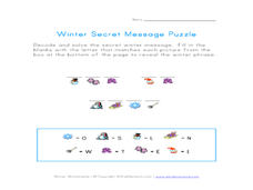 Winter Secret Message Puzzle 1st - 2nd Grade Worksheet | Lesson Planet