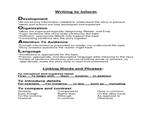 Writing to Inform 4th - 6th Grade Worksheet | Lesson Planet