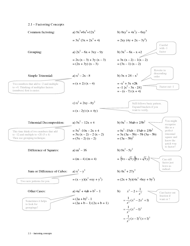 factoring trinomials worksheet key