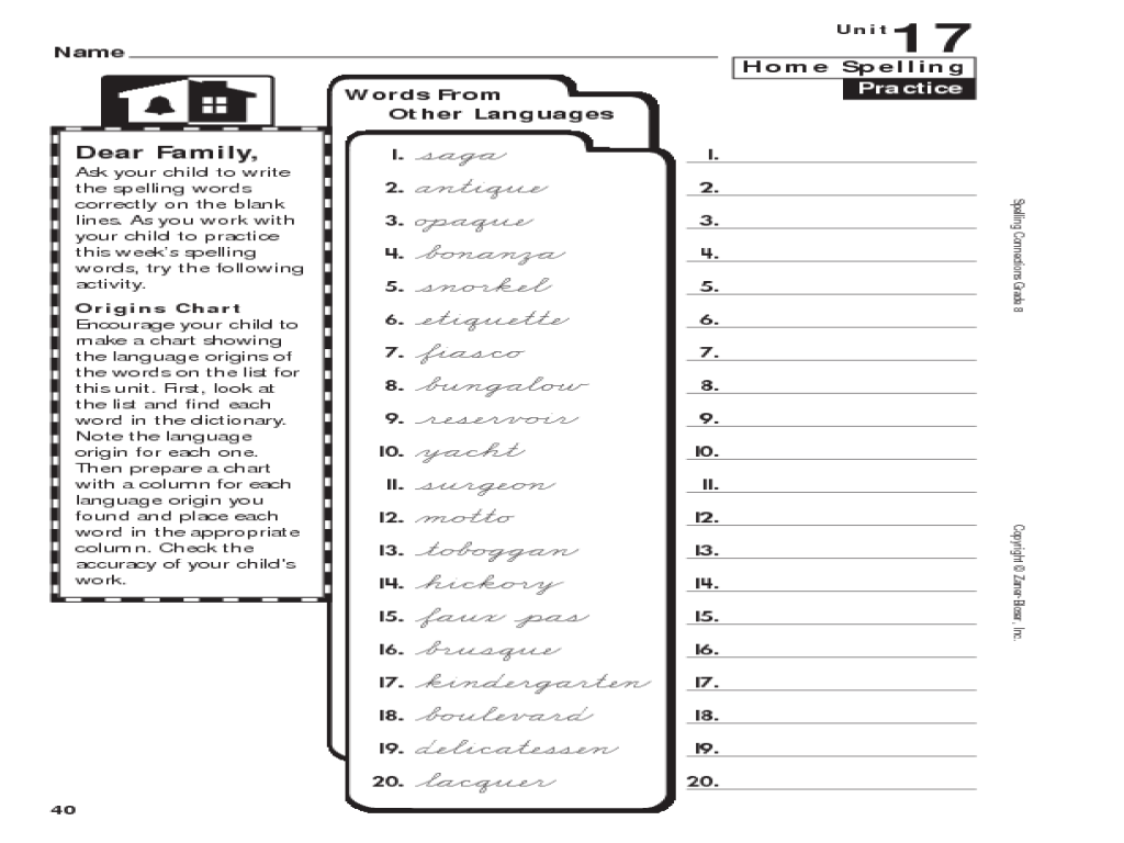 Free Worksheet 8th Grade Spelling Worksheets 8th grade spelling words from other languages worksheet lesson planet