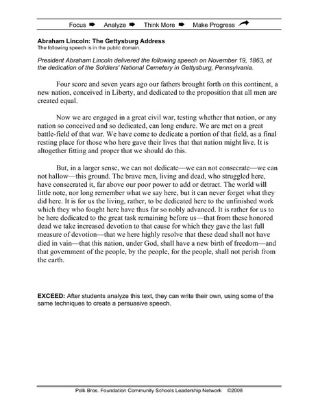 Printables Gettysburg Address Worksheet abraham lincoln the gettysburg address 9th 12th grade worksheet lesson planet