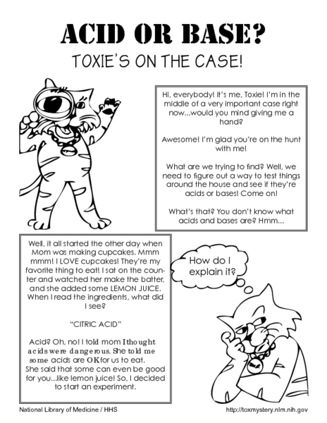 Printables Acid And Base Worksheet acid or base toxies on the case 5th 6th grade worksheet lesson planet