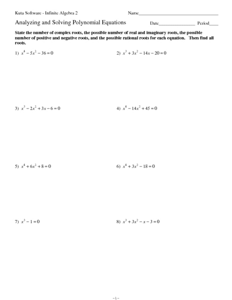 Solving Polynomial Equations Worksheet Answers solving polynomial equations worksheet lesupercoin Solving Polynomial Equations Worksheet Answers solving polynomial equations worksheet lesupercoin