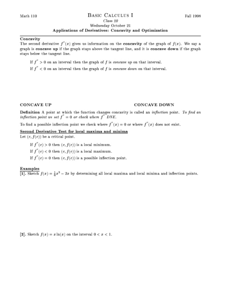 Worksheets Calculus Optimization Worksheet applications of derivatives concavity and optimization higher ed worksheet lesson planet