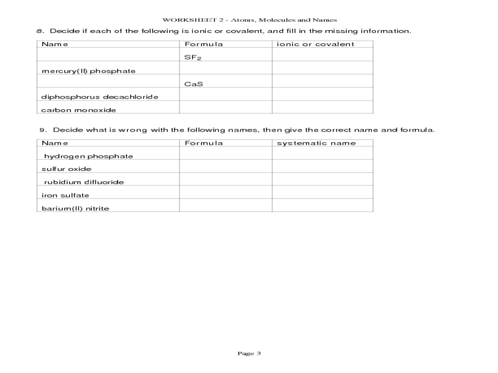 Printables Atoms And Molecules Worksheet atoms and molecules worksheet syndeomedia