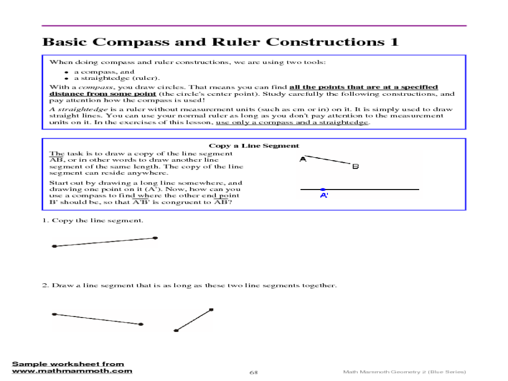 worksheet Line Segment Worksheets basic compass and ruler construction line segment 8th 11th grade worksheet lesson planet