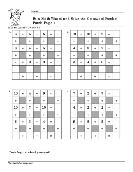 Printables Math Wizard Worksheets be a math wizard and solve the crossword puzzles 2nd 3rd grade worksheet lesson planet