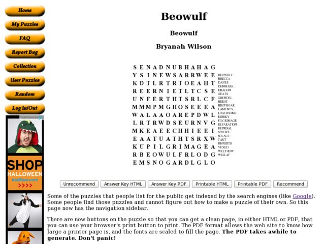 Printables Beowulf Worksheets beowulf word search 7th 9th grade worksheet lesson planet