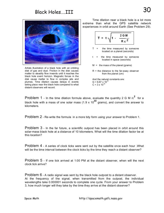 Printables Holes Worksheets black holes iii 9th 12th grade worksheet lesson planet