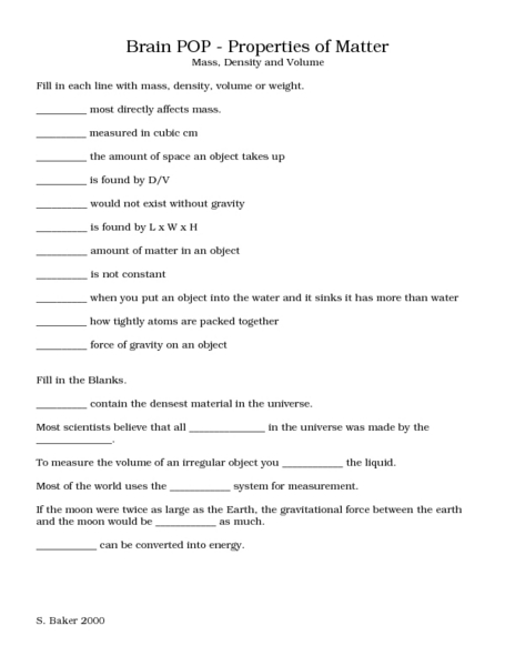 Printables Properties Of Matter Worksheet identifying properties of matter worksheet intrepidpath worksheets for 1st grade sheets