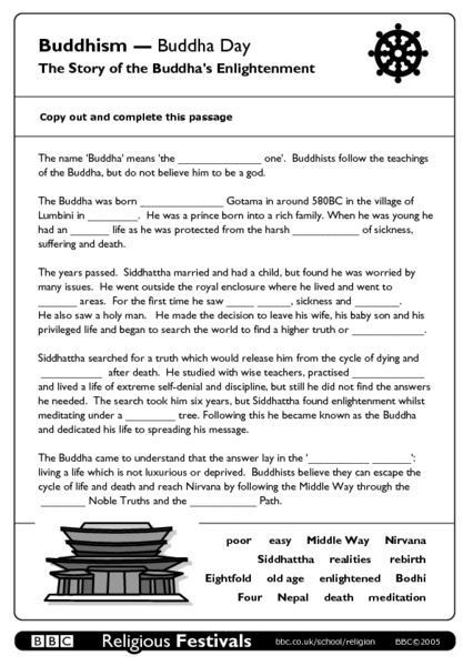 Worksheets Enlightenment Worksheet buddhism buddha day the story of buddhas enlightenment 6th 7th grade worksheet lesson planet