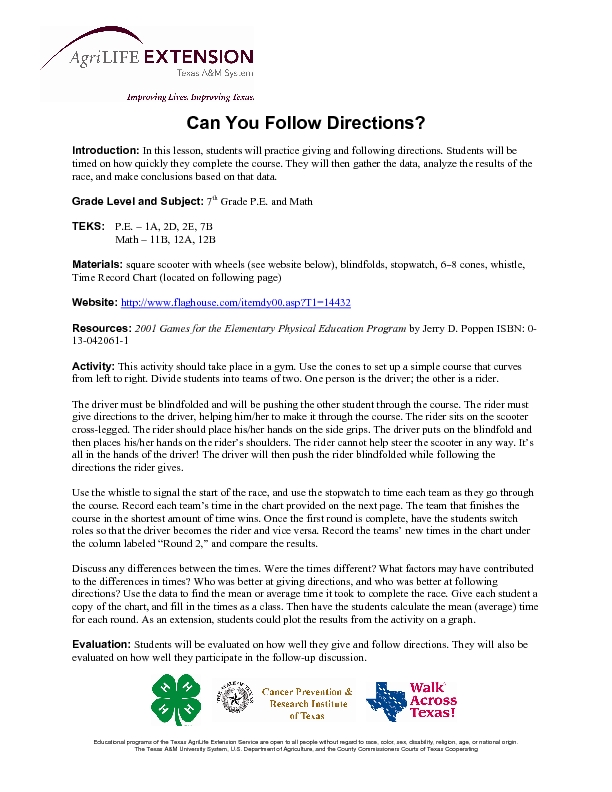 Worksheets Can You Follow Directions Worksheet can you follow directions 9th 11th grade lesson plan planet