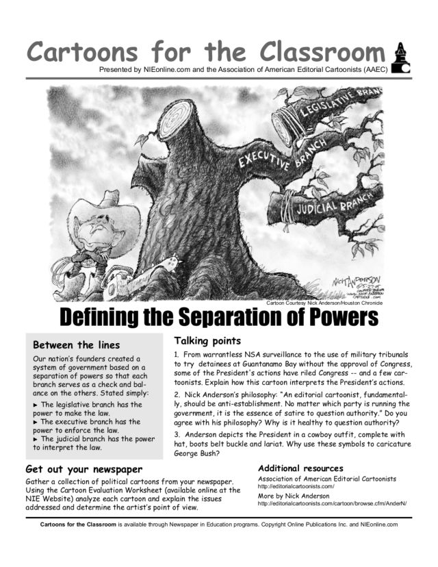 Worksheets Separation Of Powers Worksheet cartoons for the classroom defining separation of power 8th 12th grade worksheet lesson planet