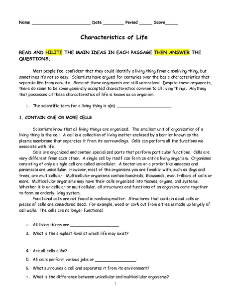 Worksheets Characteristics Of Life Worksheet characteristics of life worksheet is it alive by patton pedagogy