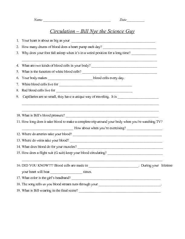 Printables Bill Nye The Science Guy Worksheets circulation bill nye the science guy 4th 6th grade worksheet lesson planet