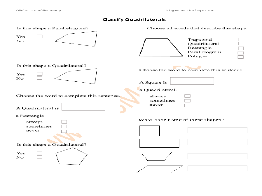 Worksheet Classify Quadrilaterals Joindesignseattle Worksheet Classify Quadrilaterals 4th 6th Grade Lesson Planet