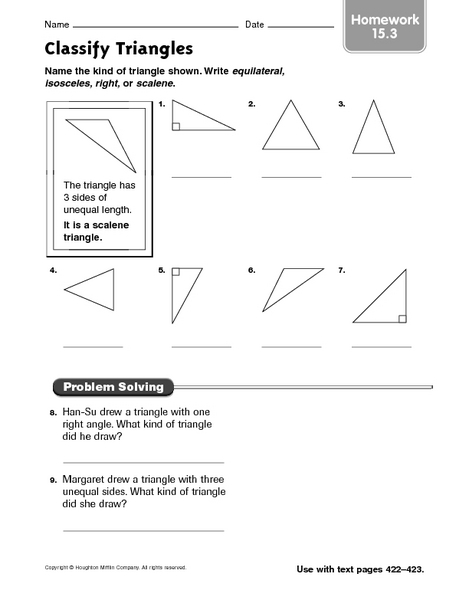 Printables Identifying Triangles Worksheet printables classifying triangles worksheet safarmediapps classify 5th grade angles in a triangle homework 15 3