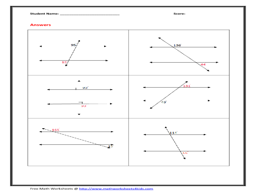 Worksheets Transversals Worksheet worksheets delibertad transversal delibertad