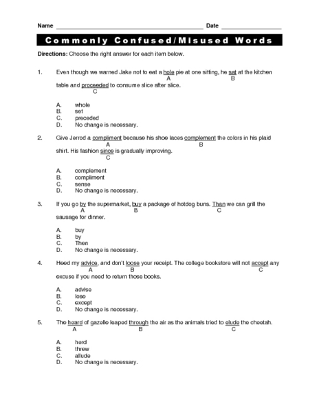 Printables Commonly Misspelled Words Worksheet commonly misspelled words worksheet davezan plustheapp misused bloggakuten