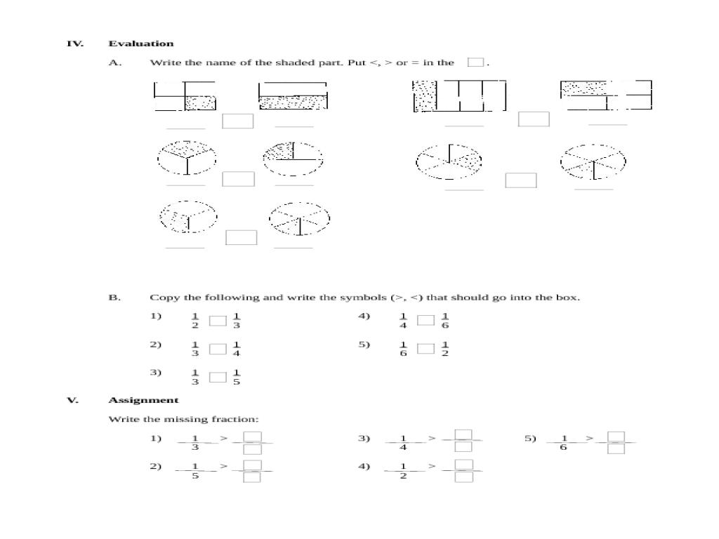 Worksheet Comparing Unit Fractions Worksheet comparing unit fraction 4th grade lesson plan planet