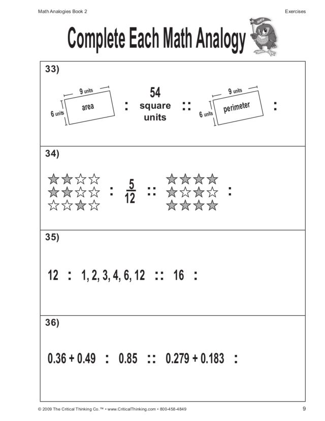Worksheet Analogy Worksheets 8th Grade complete each math analogy 4th 8th grade worksheet lesson planet